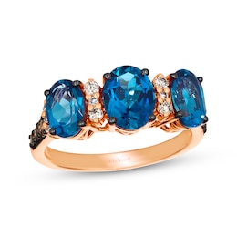 Le Vian Blue Topaz Ring 1/4 ct tw Diamonds 14K Strawberry Gold