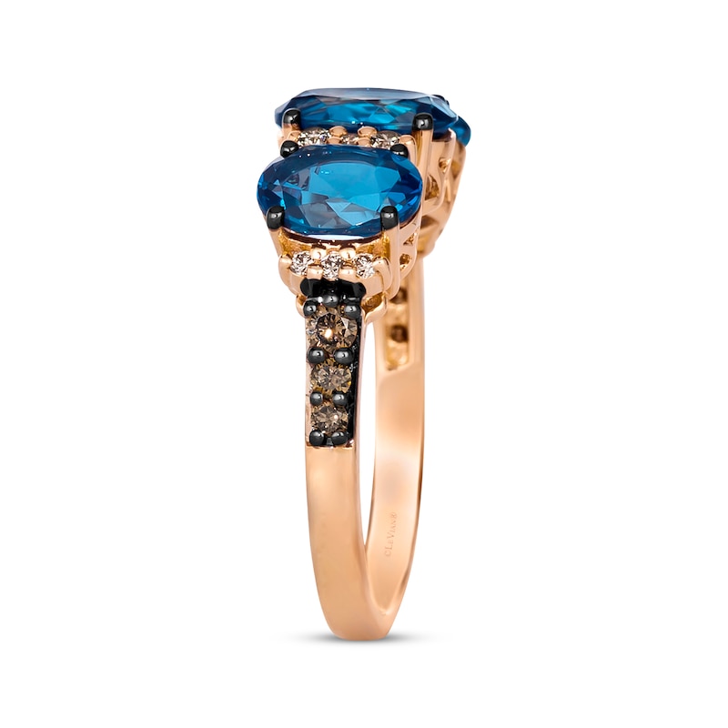 Main Image 2 of Le Vian Blue Topaz Ring 1/4 ct tw Diamonds 14K Strawberry Gold