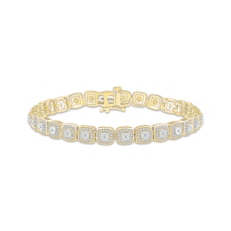 Diamond Cushion Link Bracelet 1 ct tw 10K Yellow Gold 7.25&quot;