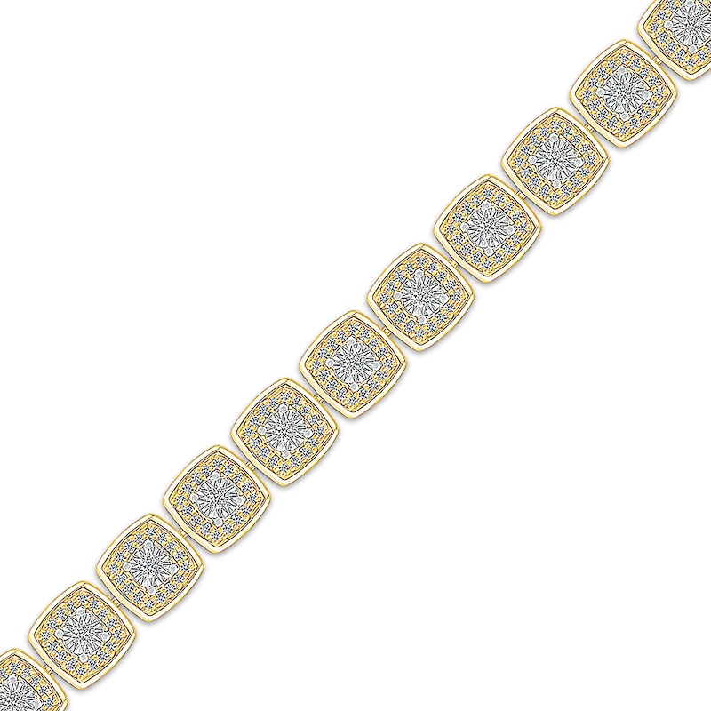 Main Image 2 of Diamond Cushion Link Bracelet 1 ct tw 10K Yellow Gold 7.25&quot;