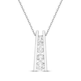 Diamond Ladder Necklace 1 ct tw 10K White Gold 18&quot;