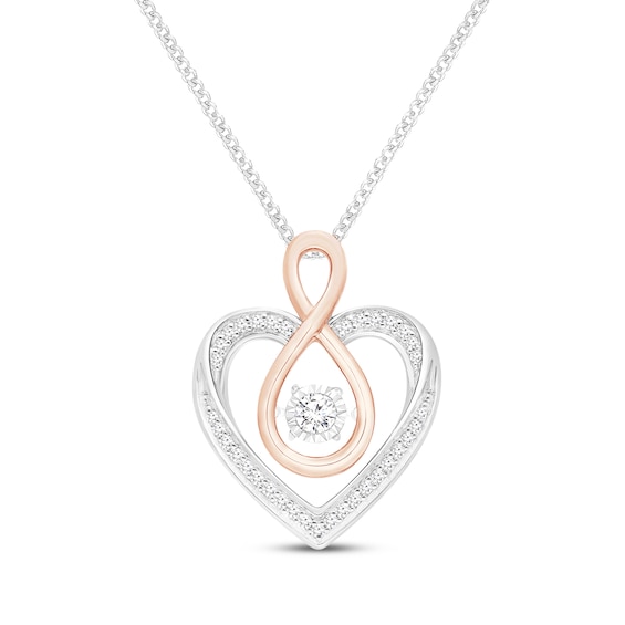 Unstoppable Love Diamond Heart & Infinity Necklace 1/5 ct tw 10K Two-Tone Gold 19"