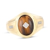 Thumbnail Image 1 of Men's Oval-Cut Tiger's Eye Quartz & Diamond Accent Ring 10K Yellow Gold Size 10