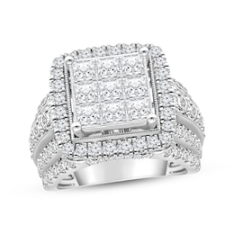 Princess-Cut Multi-Diamond Center Square Engagement Ring 4 ct tw 10K White Gold