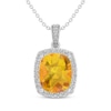 Thumbnail Image 1 of Cushion-Cut Citrine & White Lab-Created Sapphire Necklace Sterling Silver 18&quot;