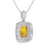 Thumbnail Image 3 of Cushion-Cut Citrine & White Lab-Created Sapphire Necklace Sterling Silver 18&quot;