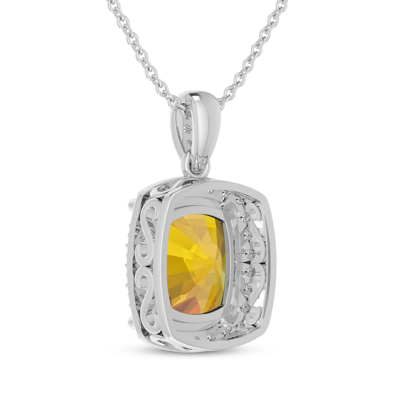 Main Image 3 of Cushion-Cut Citrine & White Lab-Created Sapphire Necklace Sterling Silver 18&quot;