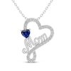 Thumbnail Image 1 of Heart-Shaped Blue Lab-Created Sapphire & White Lab-Created Sapphire &quot;Mom&quot; Necklace Sterling Silver 18&quot;