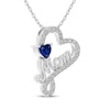 Thumbnail Image 2 of Heart-Shaped Blue Lab-Created Sapphire & White Lab-Created Sapphire &quot;Mom&quot; Necklace Sterling Silver 18&quot;