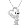 Thumbnail Image 3 of Heart-Shaped Blue Lab-Created Sapphire & White Lab-Created Sapphire &quot;Mom&quot; Necklace Sterling Silver 18&quot;