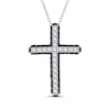 Thumbnail Image 1 of Black & White Diamond Cross Necklace 1/2 ct tw 10K White Gold