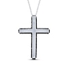 Thumbnail Image 3 of Black & White Diamond Cross Necklace 1/2 ct tw 10K White Gold