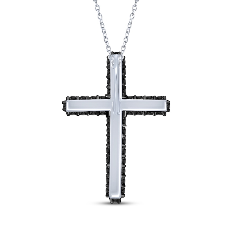 Main Image 3 of Black & White Diamond Cross Necklace 1/2 ct tw 10K White Gold