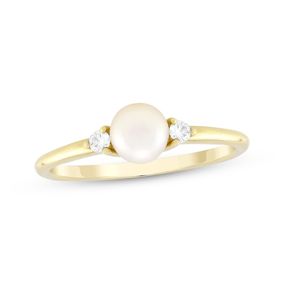 Cultured Pearl & Diamond Ring 1/15 ct tw 10K Yellow Gold