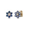 Thumbnail Image 0 of Natural Blue Sapphire & Diamond Accent Flower Stud Earrings 14K Yellow Gold