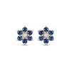 Thumbnail Image 1 of Natural Blue Sapphire & Diamond Accent Flower Stud Earrings 14K Yellow Gold