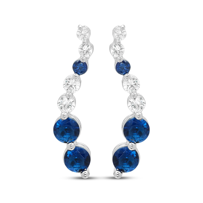 Main Image 2 of Our Story Together Blue & White Lab-Created Sapphire Journey Earrings 10K White Gold