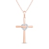Thumbnail Image 0 of Diamond Heart Cross with Heart Necklace 1/20 ct tw 10K Rose Gold 18"