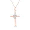 Thumbnail Image 1 of Diamond Heart Cross with Heart Necklace 1/20 ct tw 10K Rose Gold 18"