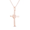 Thumbnail Image 2 of Diamond Heart Cross with Heart Necklace 1/20 ct tw 10K Rose Gold 18"