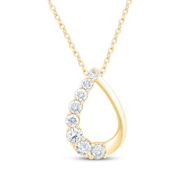 Certified Diamond Twist Teardrop Necklace 1/2 ct tw 18K Yellow Gold 18&quot;