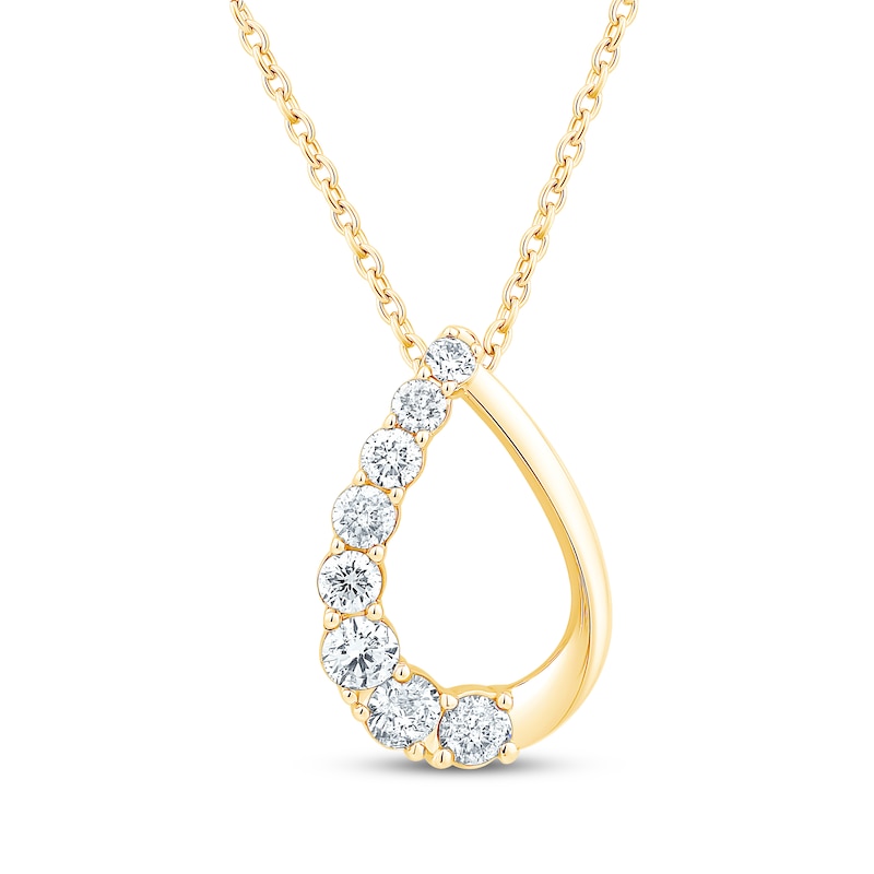 Certified Diamond Twist Teardrop Necklace 1/2 ct tw 18K Yellow Gold 18"