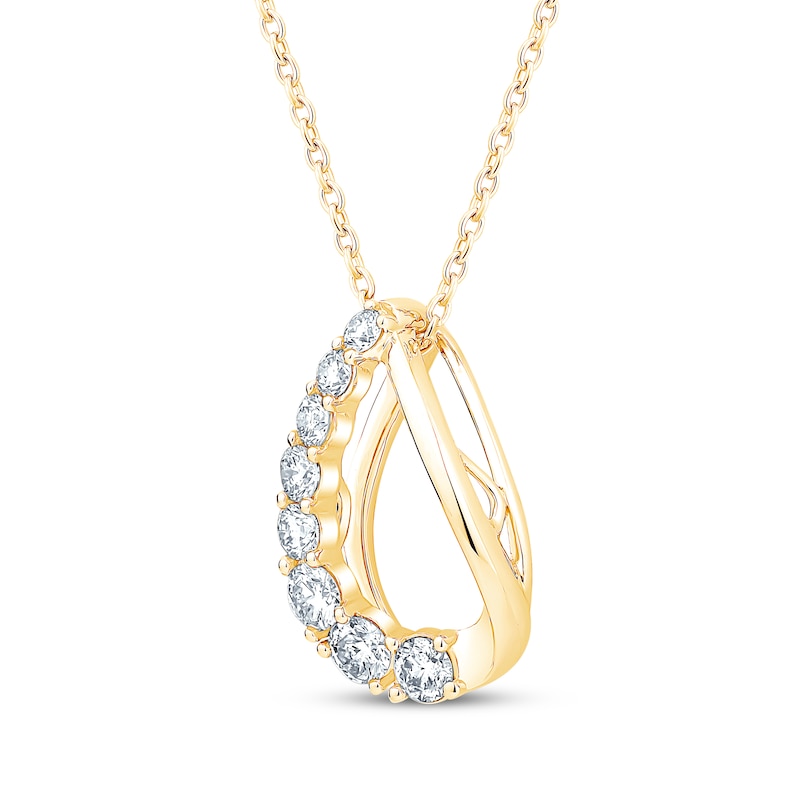 Certified Diamond Twist Teardrop Necklace 1/2 ct tw 18K Yellow Gold 18"