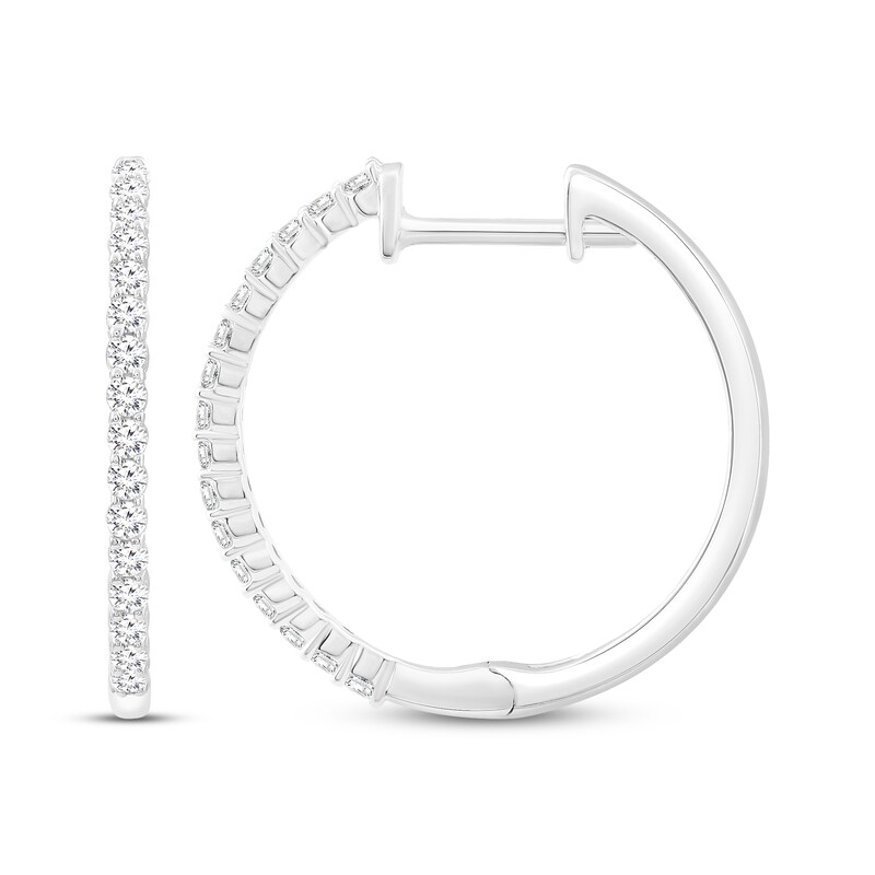 Main Image 1 of Diamond Hoop Earrings 1/4 ct tw 10K White Gold