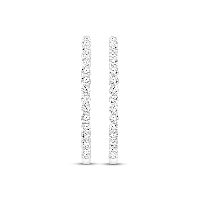 Main Image 2 of Diamond Hoop Earrings 1/4 ct tw 10K White Gold