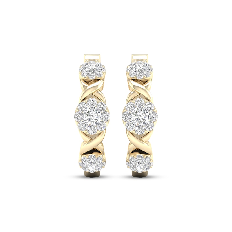 Main Image 2 of Lab-Grown Diamonds by KAY &quot;XO&quot; Hoop Earrings 1 ct tw 14K Yellow Gold