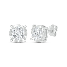 Multi-Diamond Stud Earrings 1/4 ct tw Sterling Silver