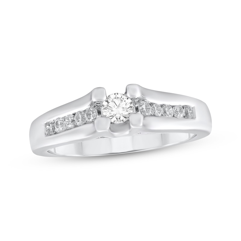 Main Image 1 of Round-Cut Diamond Engagement Ring 1/3 ct tw Sterling Silver