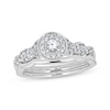 Thumbnail Image 1 of Round-Cut Diamond Halo Milgrain Bridal Set 3/4 ct tw 10K White Gold