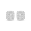 Thumbnail Image 2 of Baguette & Round-Cut Multi-Diamond Cushion Halo Stud Earrings 3/4 ct tw 10K White Gold