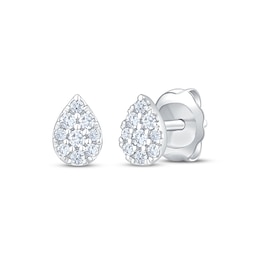 Multi-Diamond Teardrop Stud Earrings 1/6 ct tw 10K White Gold