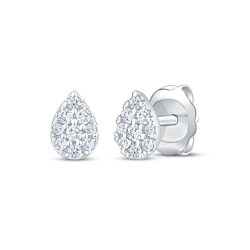 Main Image 1 of Multi-Diamond Teardrop Stud Earrings 1/6 ct tw 10K White Gold