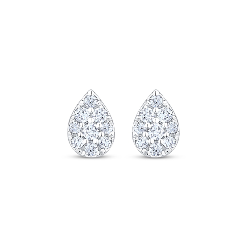 Main Image 2 of Multi-Diamond Teardrop Stud Earrings 1/6 ct tw 10K White Gold