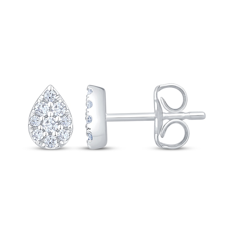 Main Image 3 of Multi-Diamond Teardrop Stud Earrings 1/6 ct tw 10K White Gold