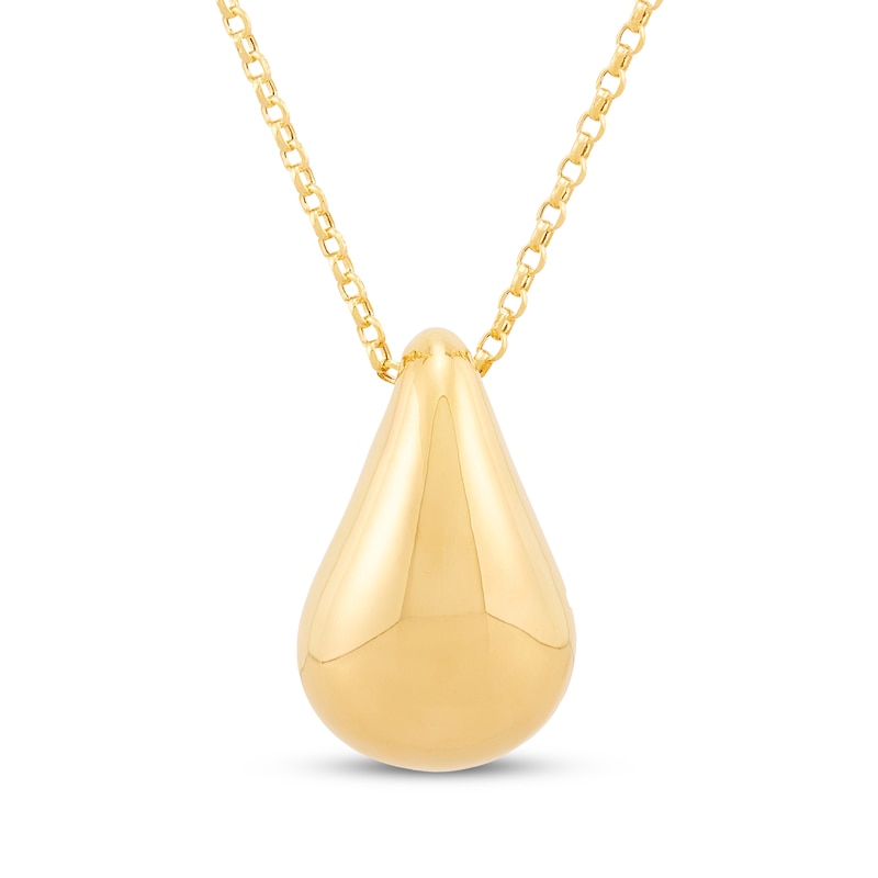 Main Image 1 of Hollow Teardrop Necklace 14K Yellow Gold 18&quot;