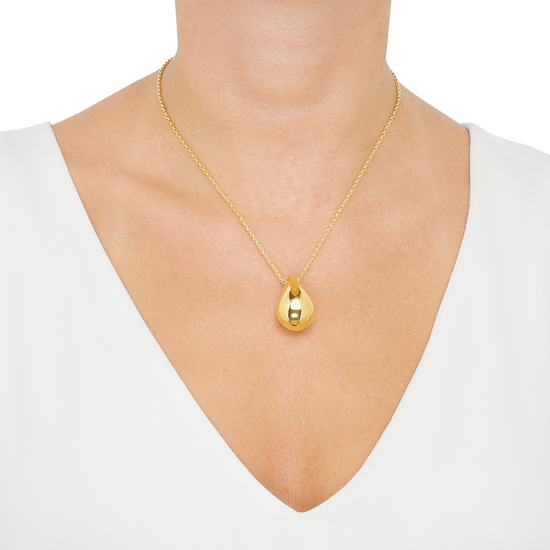 Main Image 5 of Hollow Teardrop Necklace 14K Yellow Gold 18&quot;