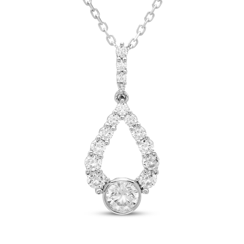 Main Image 1 of Milestones Diamond Teardrop Necklace 3/4 ct tw 10K White Gold 18&quot;