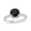 Thumbnail Image 1 of Round-Cut Black & White Diamond Halo Engagement Ring 2-1/2 ct tw 14K White Gold