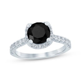 Adore Round-Cut Black & White Diamond Halo Engagement Ring 2-1/2 ct tw 14K White Gold