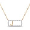 Thumbnail Image 1 of Diamond J Initial Rectangle Necklace 1/10 ct tw 10K Yellow Gold 18&quot;