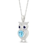 Thumbnail Image 2 of Heart-Shaped Swiss Blue Topaz, Blue & White Lab-Created Sapphire Owl Necklace Sterling Silver 18&quot;