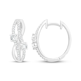 Lab-Grown Diamonds by KAY Wavy Split Hoop Earrings 1 ct tw 14K White Gold