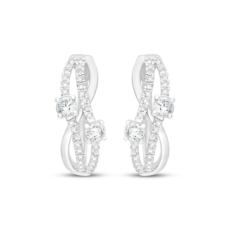 Main Image 2 of Lab-Grown Diamonds by KAY Wavy Split Hoop Earrings 1 ct tw 14K White Gold