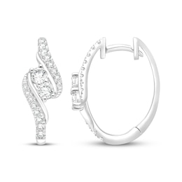 Lab-Grown Diamonds by KAY Bypass Hoop Earrings 1 ct tw 14K White Gold