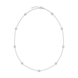 Diamond Halo Station Necklace 3/4 ct tw 14K White Gold 18&quot;