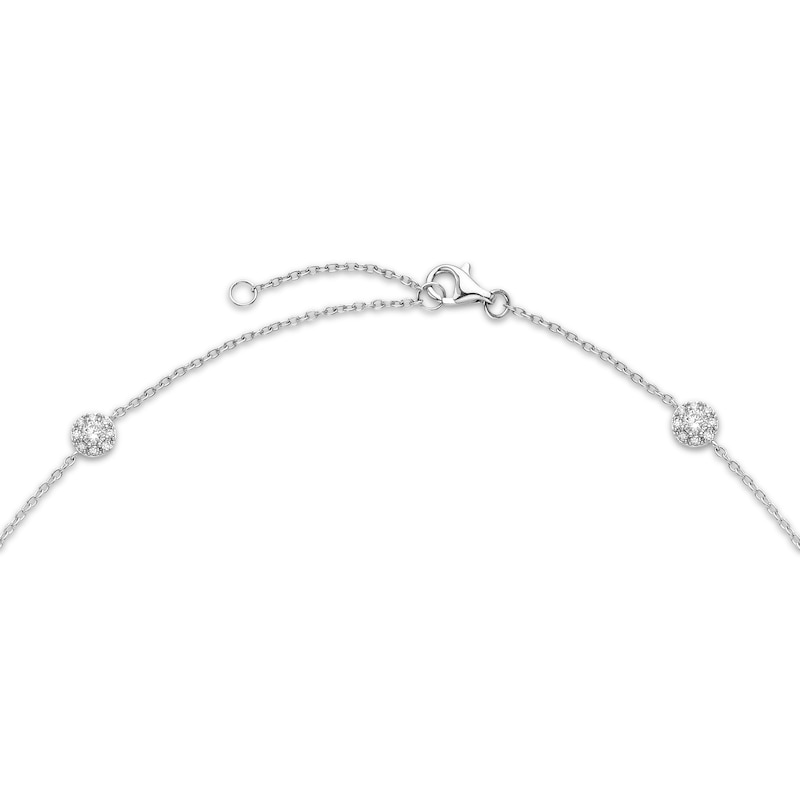 Main Image 3 of Diamond Halo Station Necklace 3/4 ct tw 14K White Gold 18&quot;